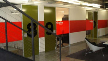 3M Translucent 3630 Red on glass and wall. Photo courtesy of 3M USA.