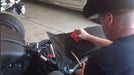 Frank using the Avery Pro Flex squeegee on his motorcycle.
