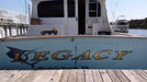 Orafol 383 Ultra Leaf Gold cut graphics on boat. Photo courtesy of Coastal Graphics 7, Hampton, VA.