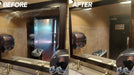 Mirror Shield shown before and after. Photo courtesy of Graffiti Shield.