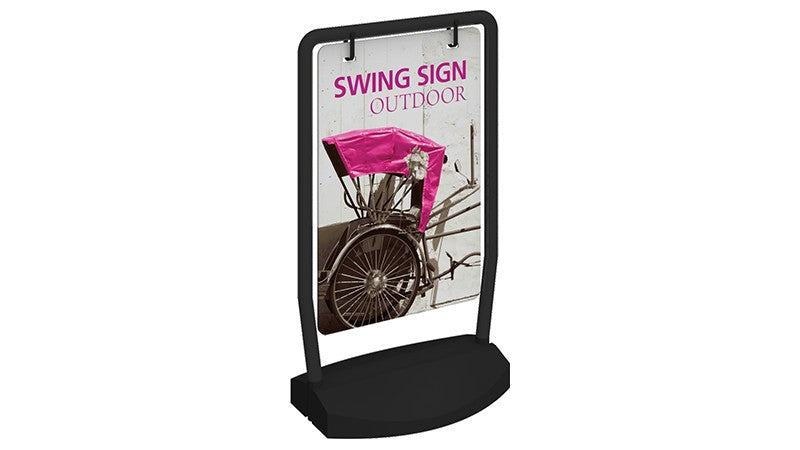 Sign Swing Type Sample ORBUS Swing Sign with Fillable Base — Fellers