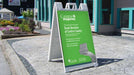 Printed sidewalk sign laminated with Arlon Series 3510.
