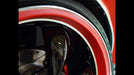 Wheel lips wrapped in Orafol 975 Carbon Fiber Geranium Red